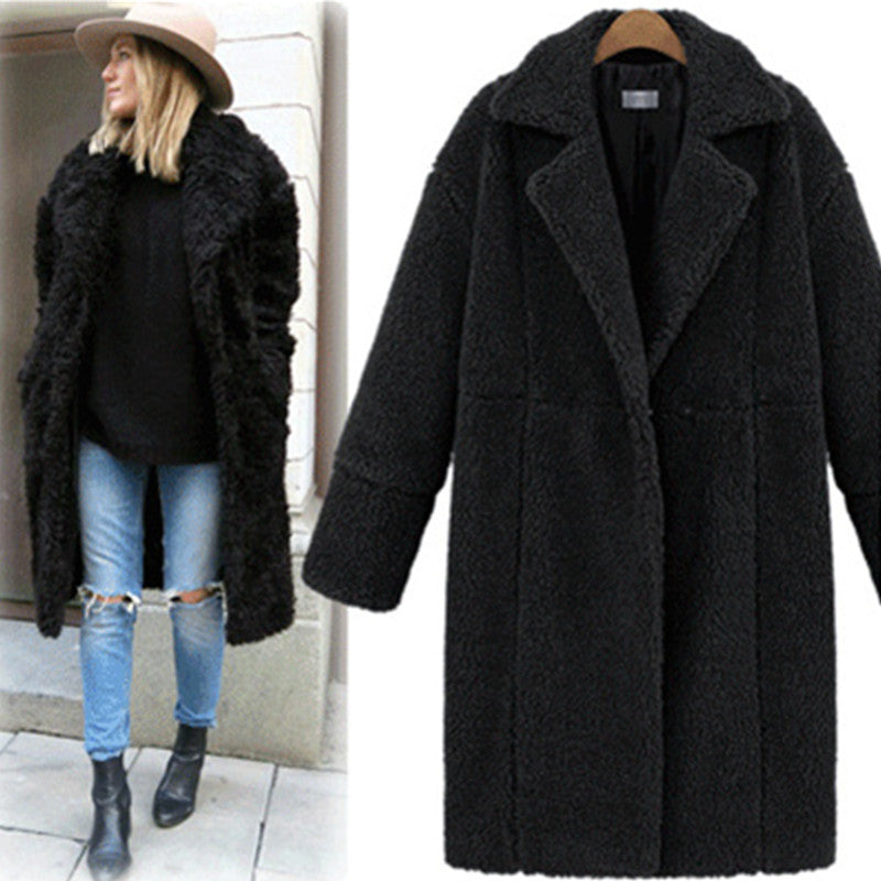 Warm Relaxed Women’s Wool Coat - Mid Length Wool Blend, City Black 3D Changing Face Moving Picture Frame - Tophatter Daily Deals