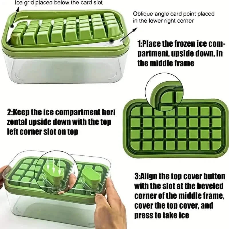 101oz. Ice Cube Tray Set - 64 Pcs Silicone Ice Cube Tray With Lid & Bin Kitchen Tools & Gadgets - Tophatter Daily Deals