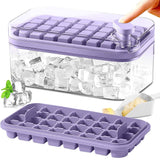 101oz. Ice Cube Tray Set - 64 Pcs Silicone Ice Cube Tray With Lid & Bin Purple Kitchen Tools & Gadgets - Tophatter Daily Deals