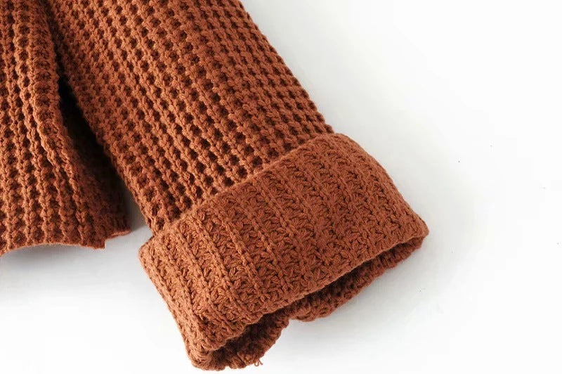 Warm Cozy Women Sweater - Boxy Waffle Knit, Cotton, Fall 3D Changing Face Moving Picture Frame - Tophatter Daily Deals