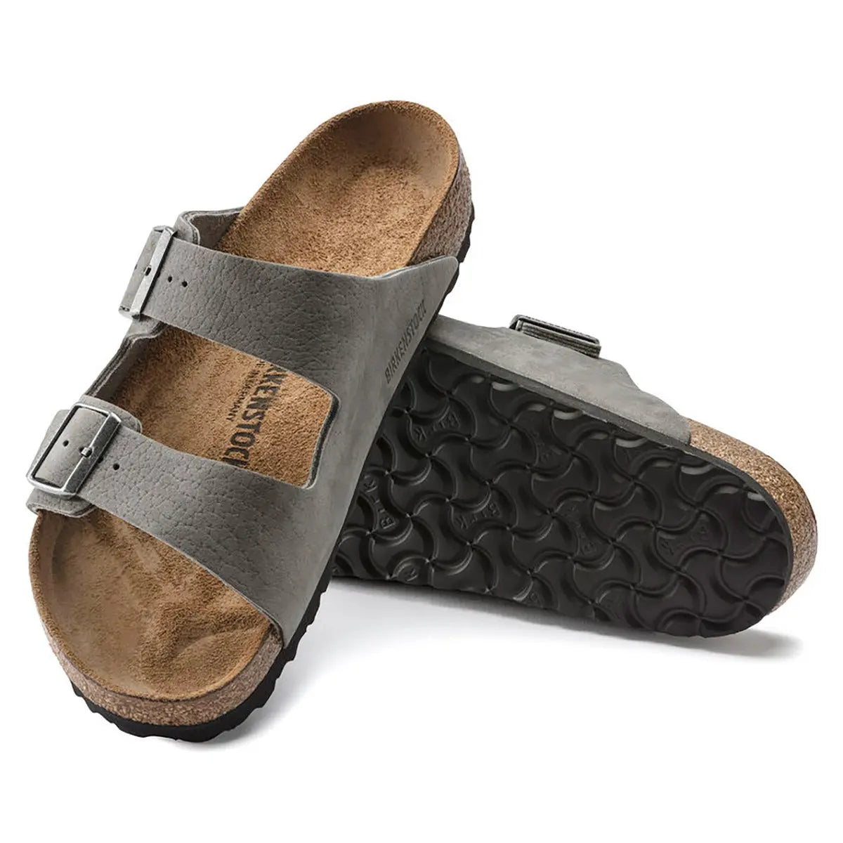 Birkenstock Arizona Nubuck Leather Sandals Whale Grey 46 Regular Wide Footwear - Tophatter Daily Deals