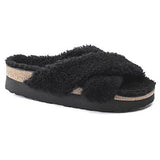 Birkenstock Women's Daytona Platform Teddy Shearling Sandals Black Medium Narrow Footwear - Tophatter Daily Deals
