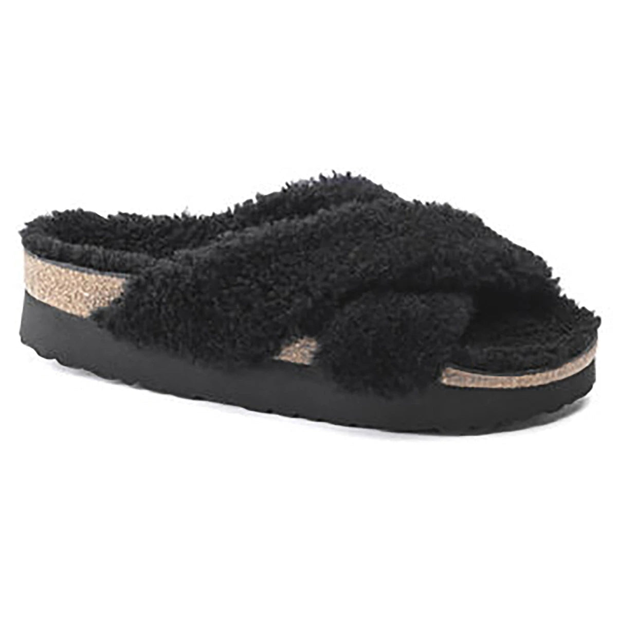 Birkenstock Women's Daytona Platform Teddy Shearling Sandals Black Medium Narrow Footwear - Tophatter Daily Deals
