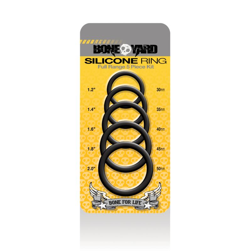 Boneyard Silicone Ring Five Piece Kit Black > Cock Ring > Sets - Tophatter Daily Deals