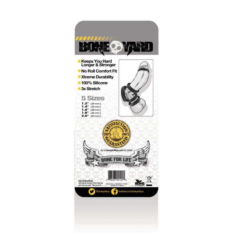 Boneyard Silicone Ring Five Piece Kit Black > Cock Ring > Sets - Tophatter Daily Deals