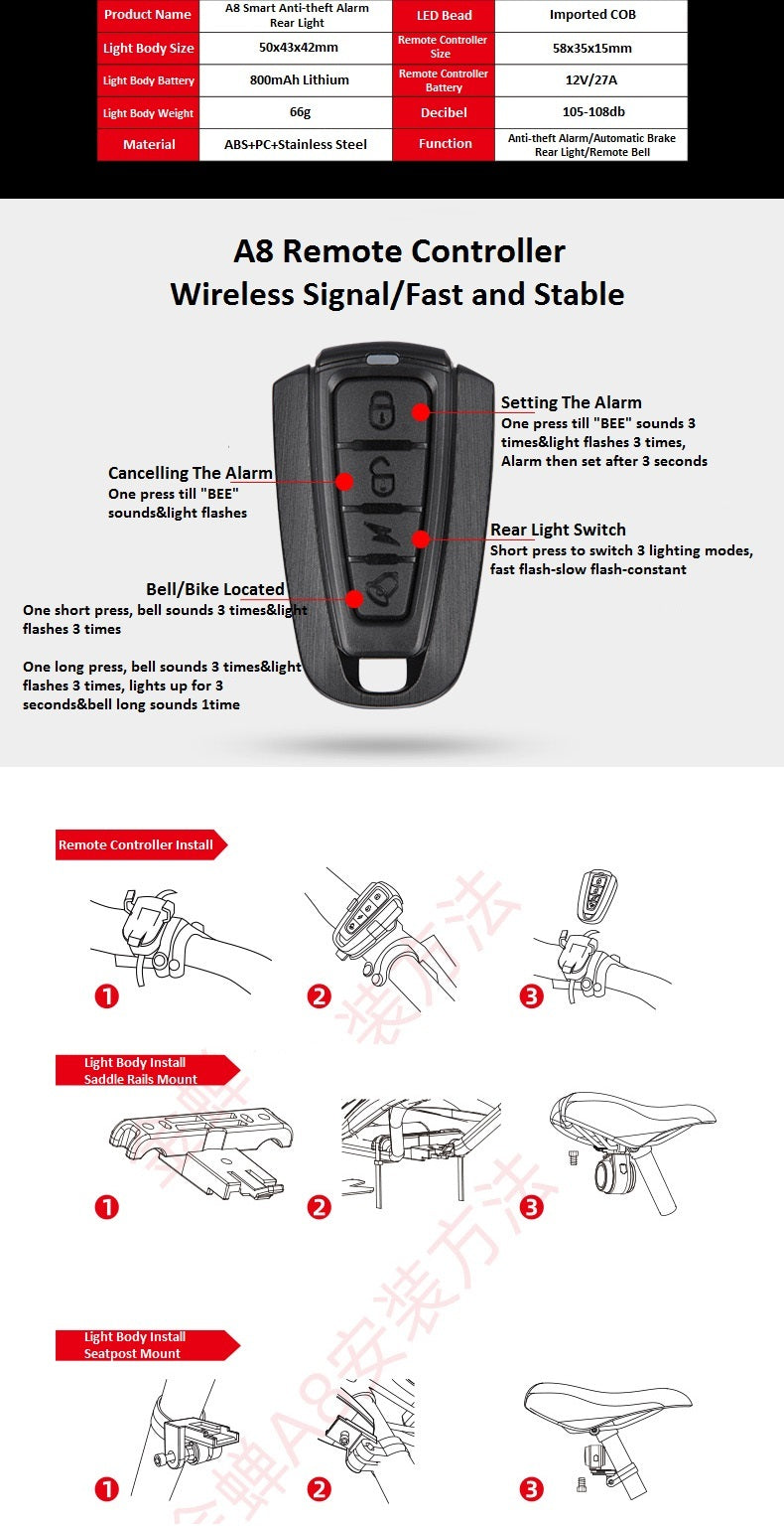 A8 Road Bike Anti-theft Alarm Lock 0 - Tophatter Daily Deals