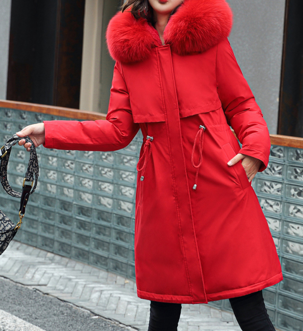 Warm Women’s Winter Coat - Relaxed A Line, Faux Fur, City Red - Tophatter Daily Deals