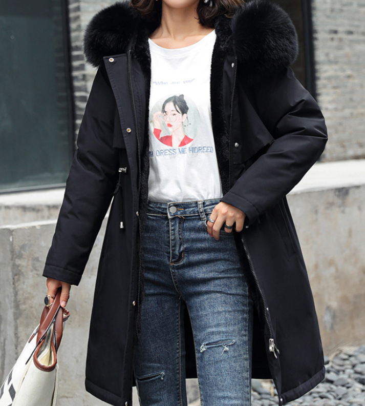Warm Women’s Winter Coat - Relaxed A Line, Faux Fur, City Black - Tophatter Daily Deals
