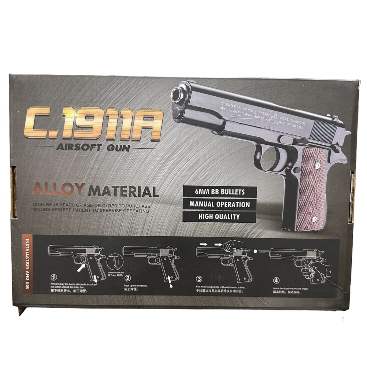 C1911A 6MM BB ALLOY MATERIAL AIRSOFT PISTOL - Tophatter's Army Deals AIRSOFT - Tophatter Daily Deals