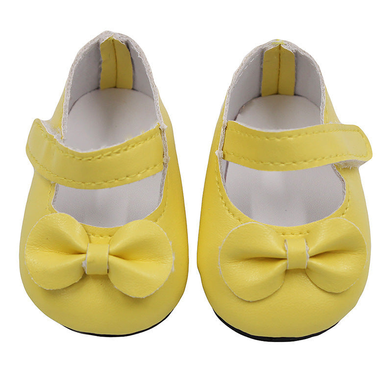 18 Inch American Girl Doll Shoes Solid Color Bow Shoes Yellow 18 inches 0 - Tophatter Daily Deals