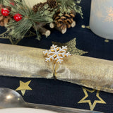 Set of 4 Silver White Festive Napkin Holders | Snowflake Christmas Napkin Rings Napkin Rings - Tophatter Daily Deals