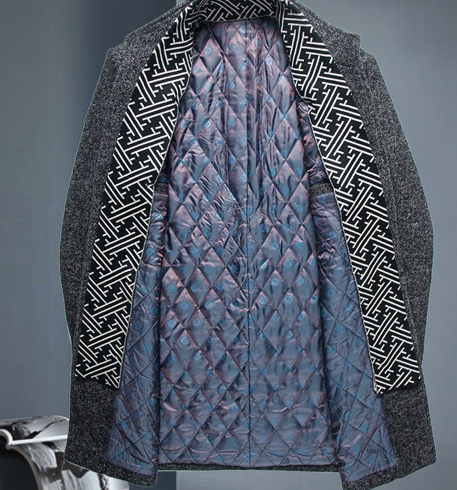 Insulating Men's Overcoat - Single-Breasted, Wool, Commute 3D Changing Face Moving Picture Frame - Tophatter Daily Deals