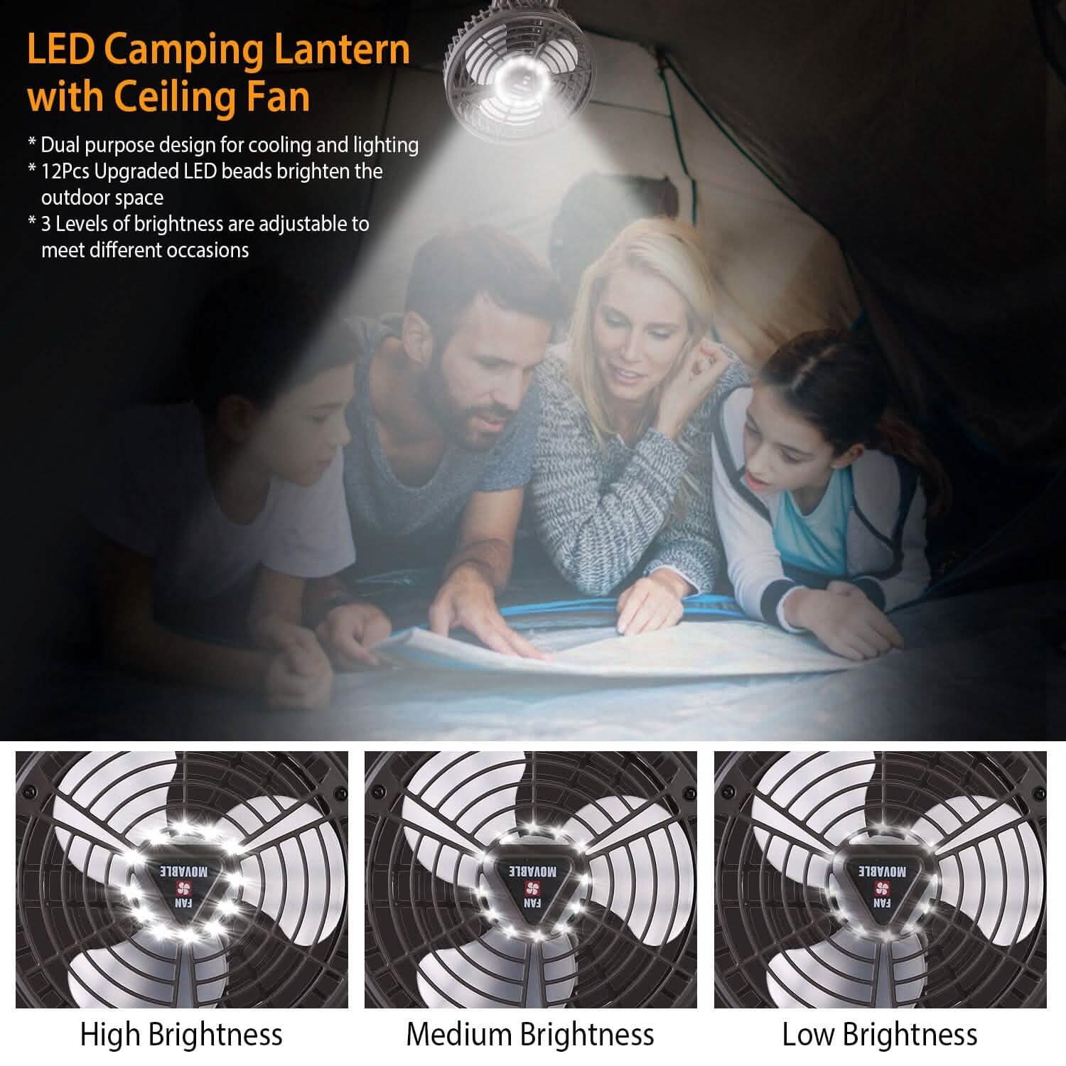 10400 mAh Portable Camping Fan Outdoor Recreation - Tophatter Daily Deals