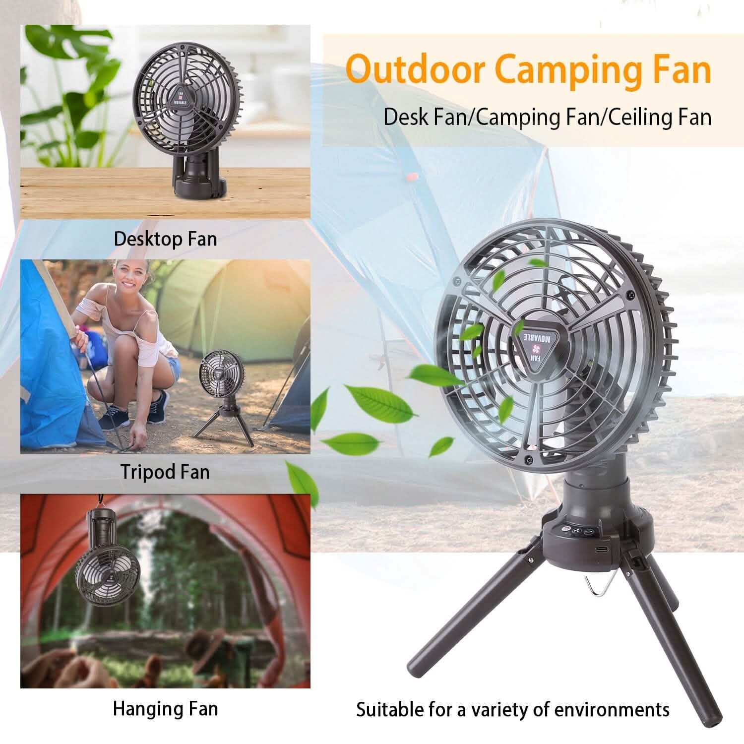10400 mAh Portable Camping Fan Outdoor Recreation - Tophatter Daily Deals
