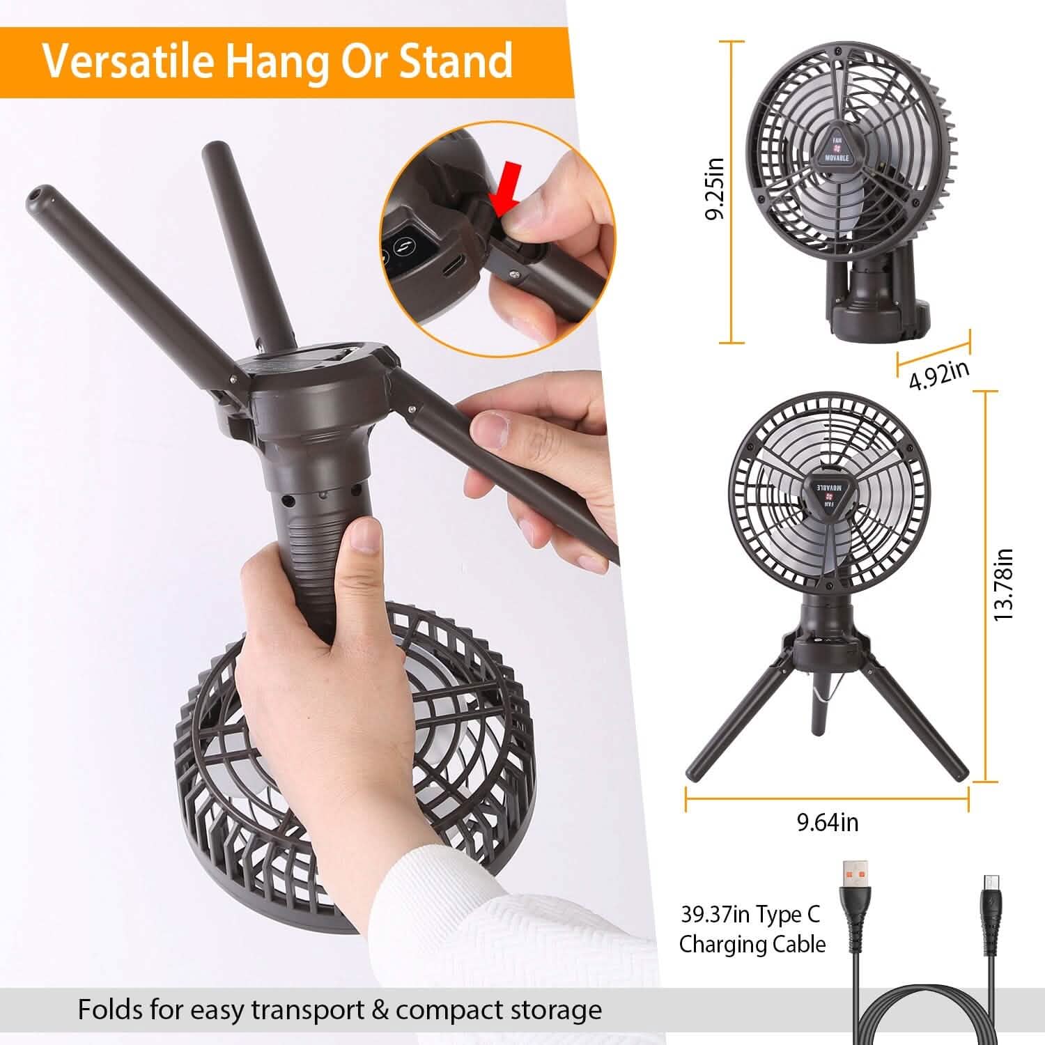 10400 mAh Portable Camping Fan Outdoor Recreation - Tophatter Daily Deals