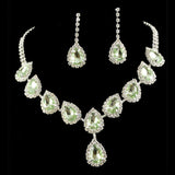 Bridal Jewelry Set Color Rhinestone Necklace Green 0 - Tophatter Daily Deals