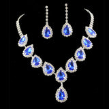 Bridal Jewelry Set Color Rhinestone Necklace Bule 0 - Tophatter Daily Deals