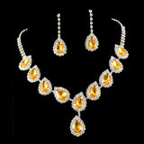Bridal Jewelry Set Color Rhinestone Necklace Golden 0 - Tophatter Daily Deals