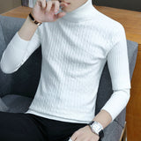 Fitted Men’s Turtleneck Sweater - Slim Fit Cotton Blend White 3D Changing Face Moving Picture Frame - Tophatter Daily Deals