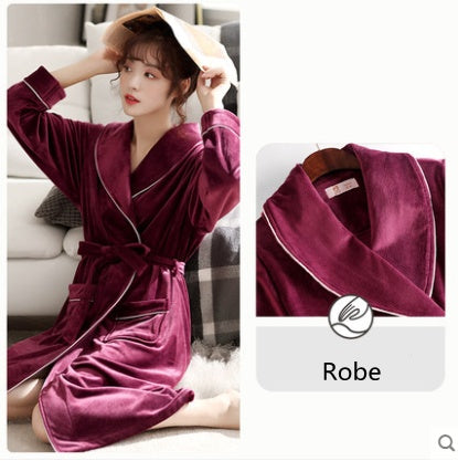 Burgundy island velvet fabric winter unisex flannel robe for men & women 0 - Tophatter Daily Deals