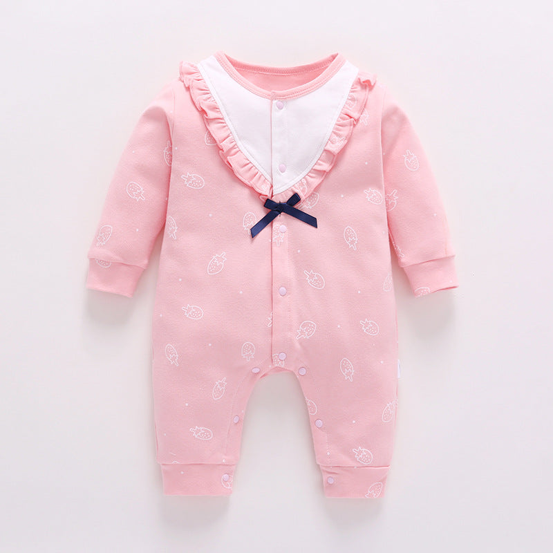 Baby autumn princess spring and autumn jumpsuit Pink 0 - Tophatter Daily Deals