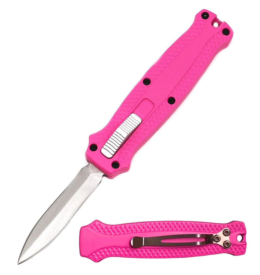 5.35" Pink Lizard Tongue The Wicked Mini OTF Automatic Knife - Tophatter's Army Products & Self Defense Collectible Weapons - Tophatter Daily Deals