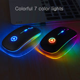 BLACK Silent ULTRA THIN rechargeable wireless mouse 7 GLOWING LIGHTS 0 - Tophatter Daily Deals