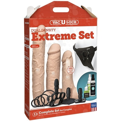 Vac-U-Lock Dual Density Extreme Set With 10.5, 12, and 15.5 Inch ULTRASKYN Attachments and Harness > Dildos > Oversized Toys - Tophatter Daily Deals