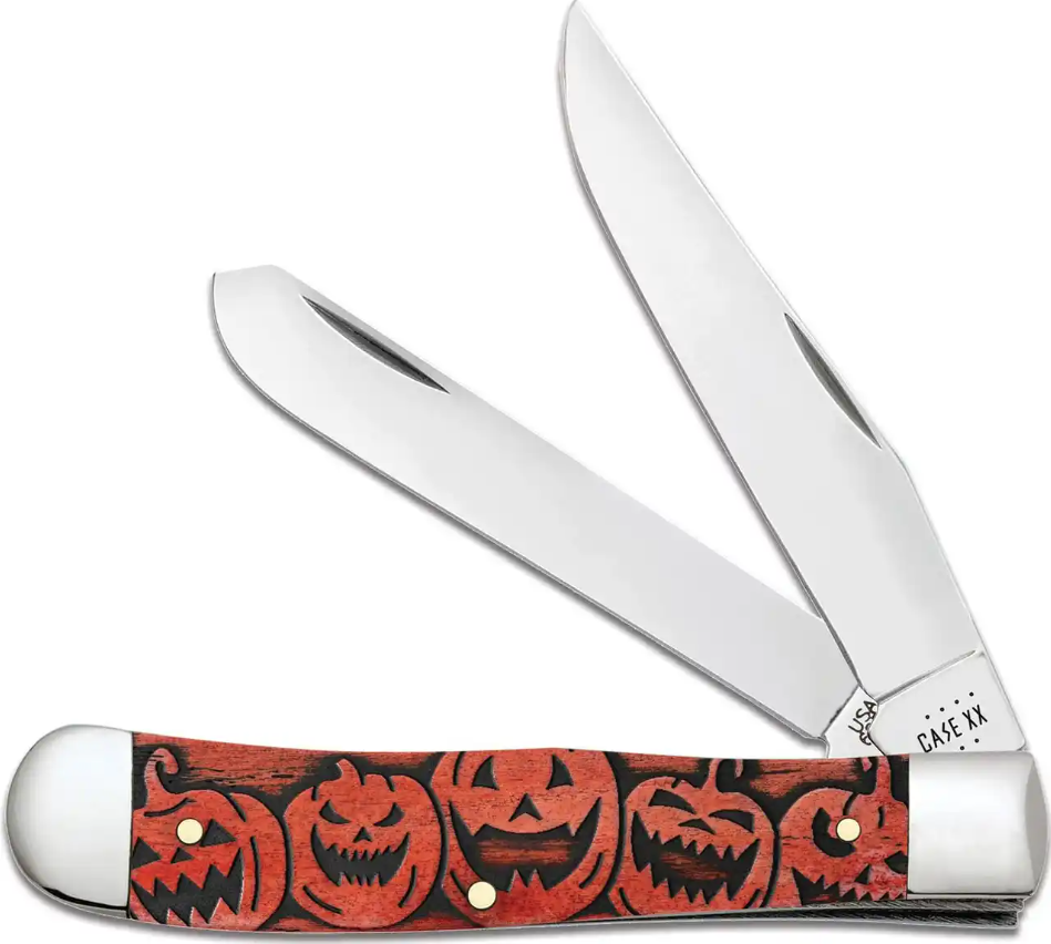 Case Trapper - Orange/Black Wash Bone w/Jack-O-Lantern - Halloween 2022 - 10614 Traditional Knives - Tophatter Daily Deals