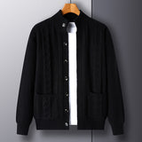 Warm Cozy Men's Cardigan - Single-Breasted Jacquard Knit M8513 Black 3D Changing Face Moving Picture Frame - Tophatter Daily Deals