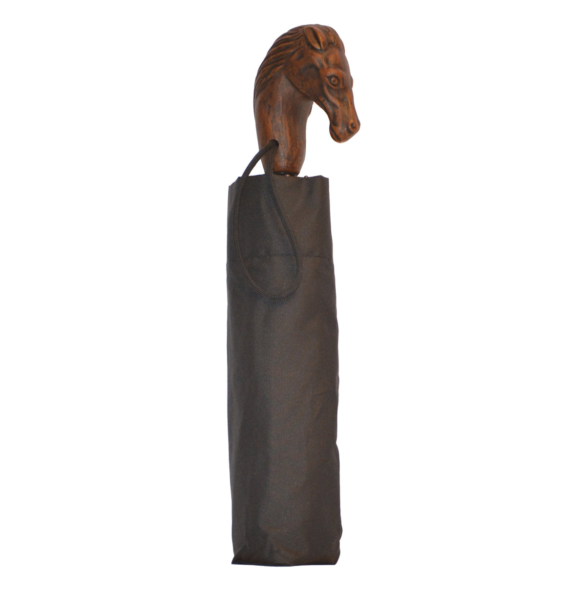 Compact Black Nylon Umbrella with Mini Horse Handle - 23 Canopy - Tophatter Daily Deals
