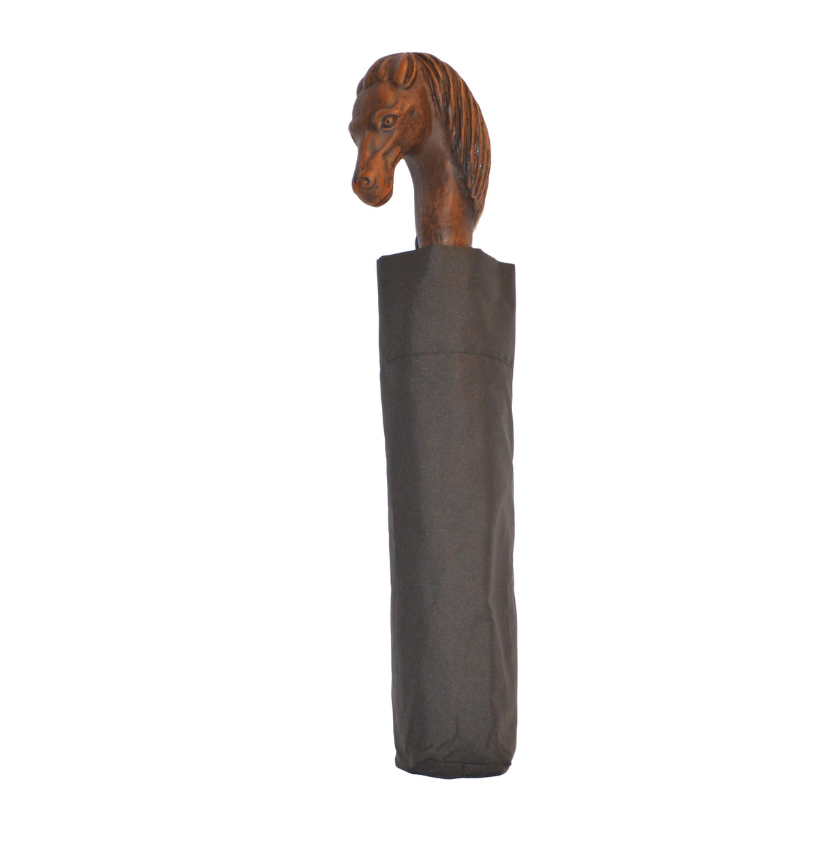 Compact Black Nylon Umbrella with Mini Horse Handle - 23 Canopy - Tophatter Daily Deals