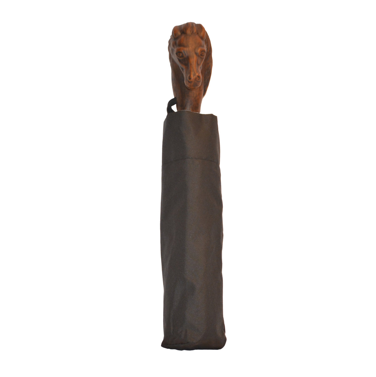Compact Black Nylon Umbrella with Mini Horse Handle - 23 Canopy - Tophatter Daily Deals