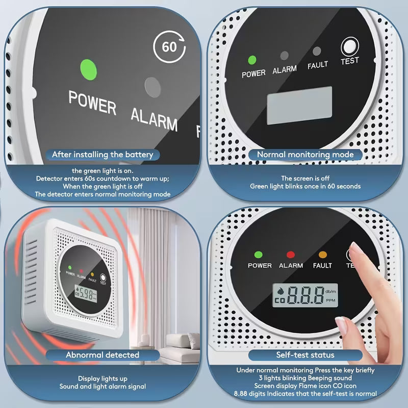 Dual Sensor Smoke & Carbon Monoxide Detector Alarm with LCD Display Smart Home & Security - Tophatter Daily Deals