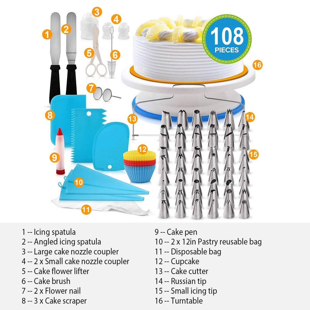 108-Piece: Cake Decorating Supplies Kit Kitchen Tools & Gadgets - Tophatter Daily Deals