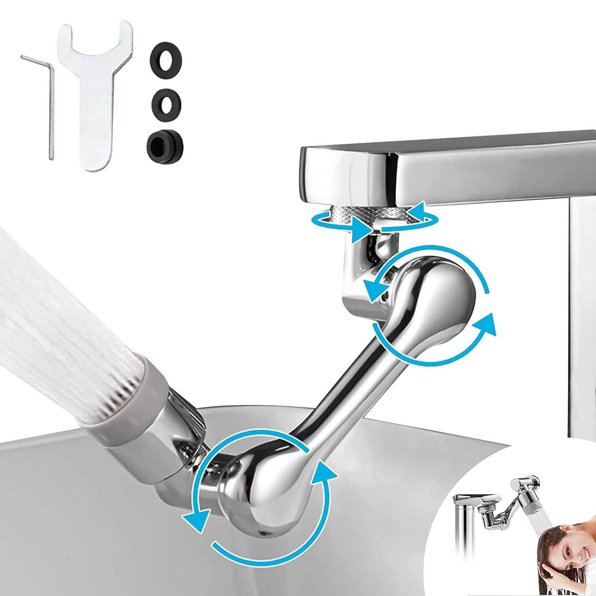 1080 Degree Extension Universal Faucet Aerator 2 Modes Bath - Tophatter Daily Deals