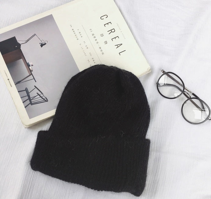 Autumn Winter Rabbit Hair Winter Skullies Hat Black 0 - Tophatter Daily Deals