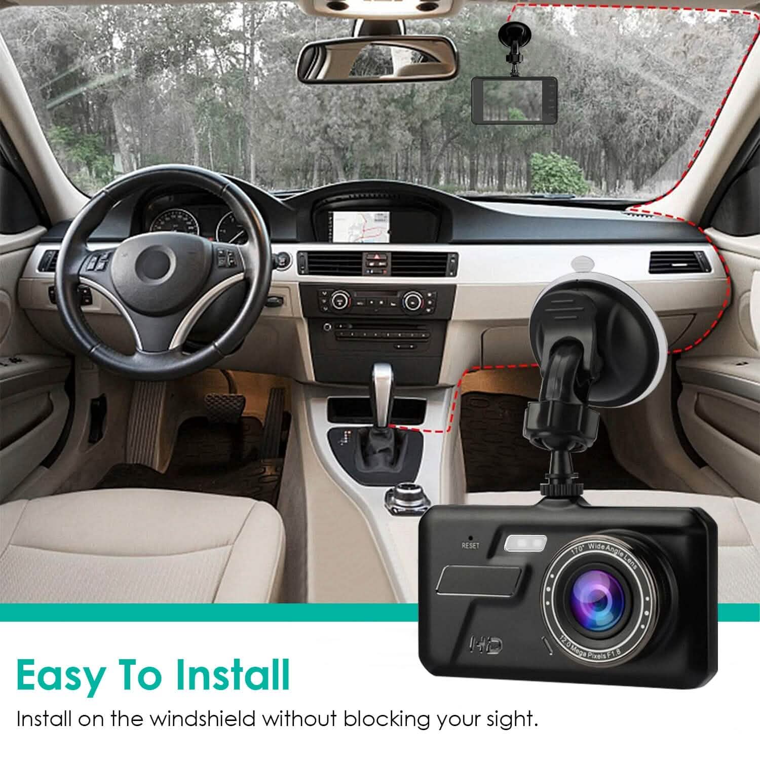 1080P 4-Inch Touch Screen Dual Dash Cam Automotive - Tophatter Daily Deals