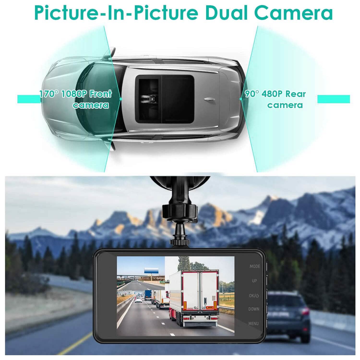 1080P 4-Inch Touch Screen Dual Dash Cam Automotive - Tophatter Daily Deals