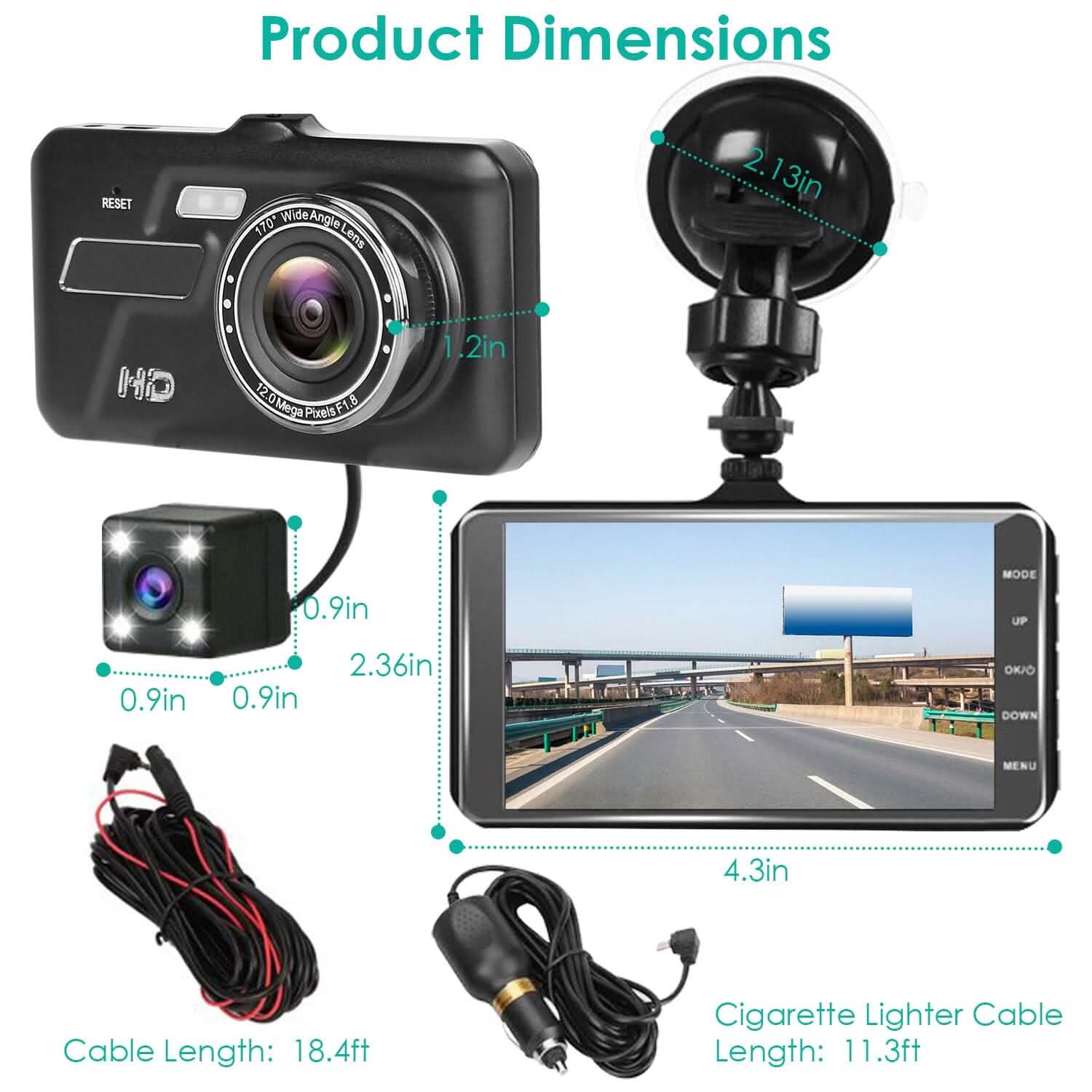 1080P 4-Inch Touch Screen Dual Dash Cam Automotive - Tophatter Daily Deals