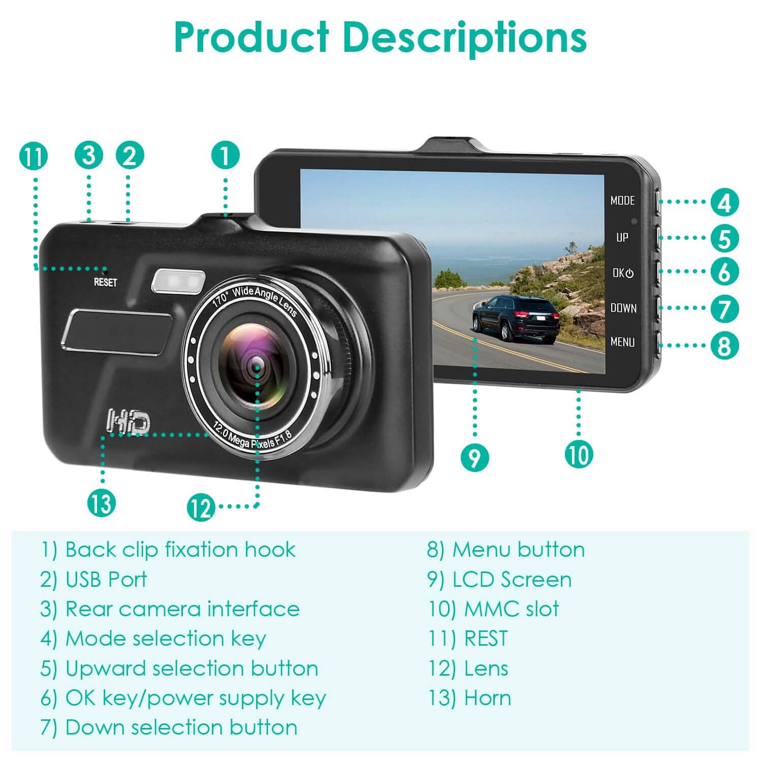 1080P 4-Inch Touch Screen Dual Dash Cam Automotive - Tophatter Daily Deals