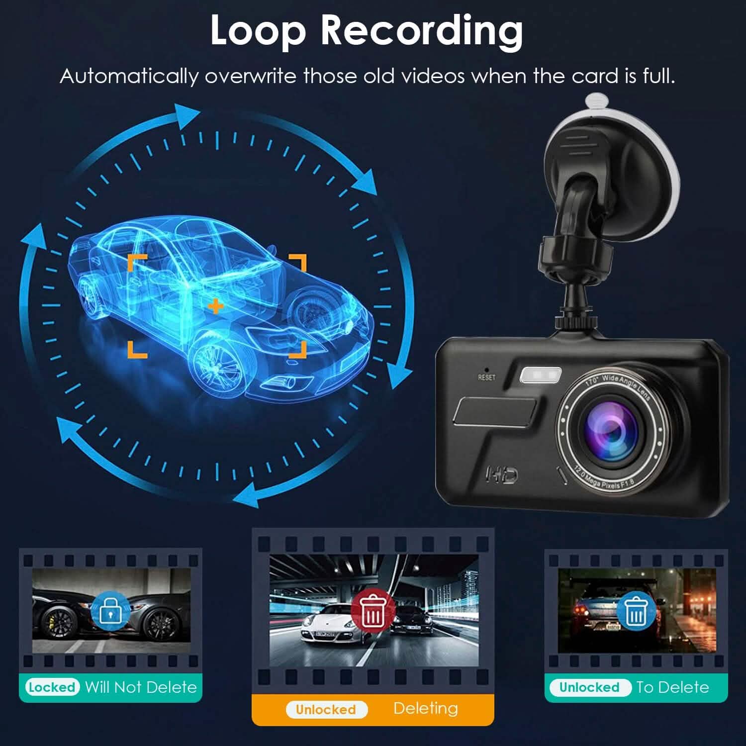 1080P 4-Inch Touch Screen Dual Dash Cam Automotive - Tophatter Daily Deals