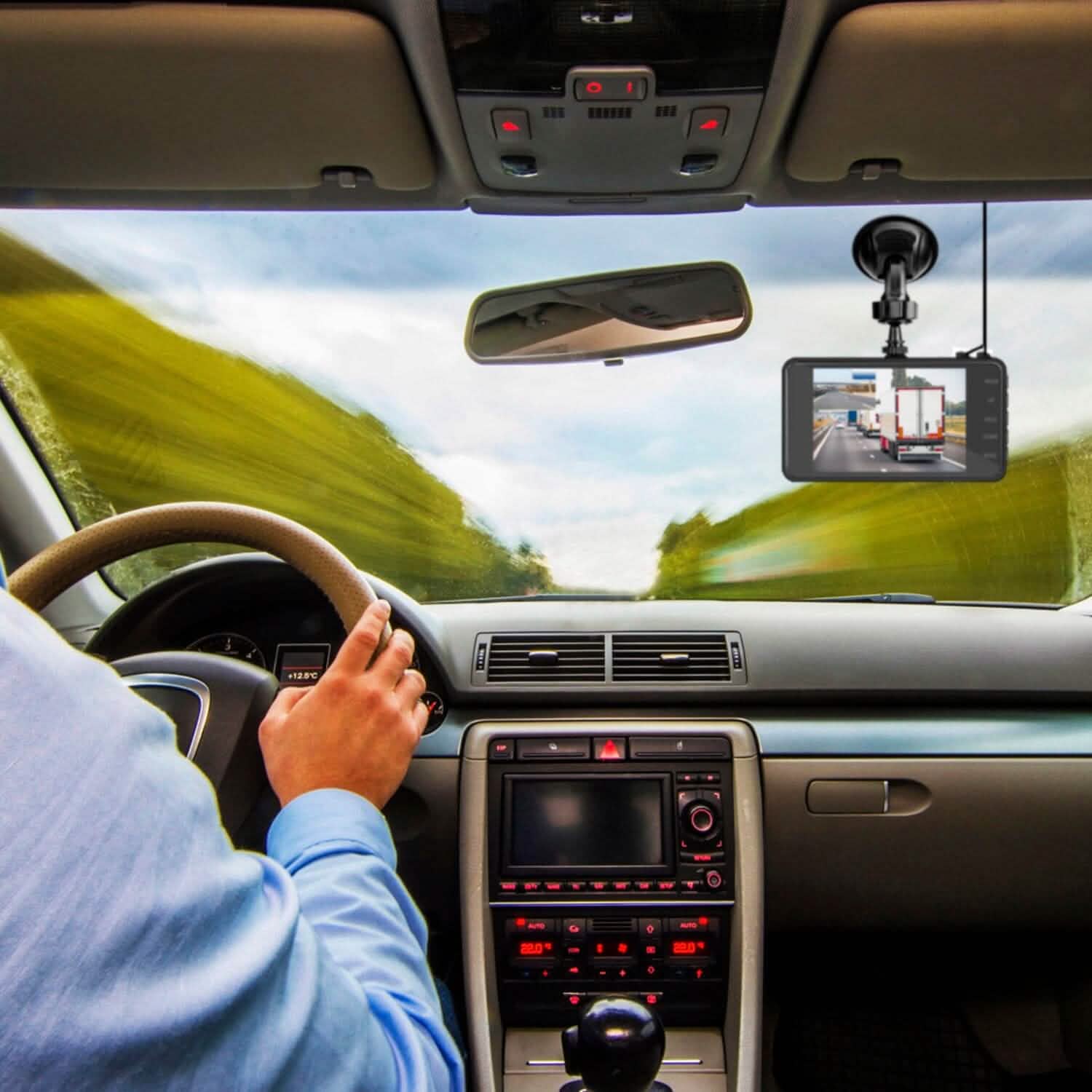 1080P 4-Inch Touch Screen Dual Dash Cam Automotive - Tophatter Daily Deals