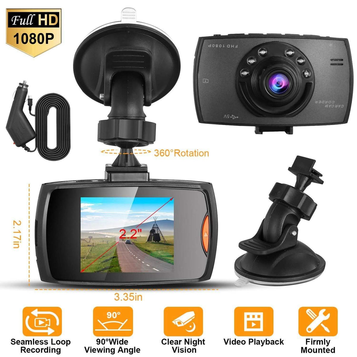1080P Car DVR Camera Dash Cam Automotive - Tophatter Daily Deals