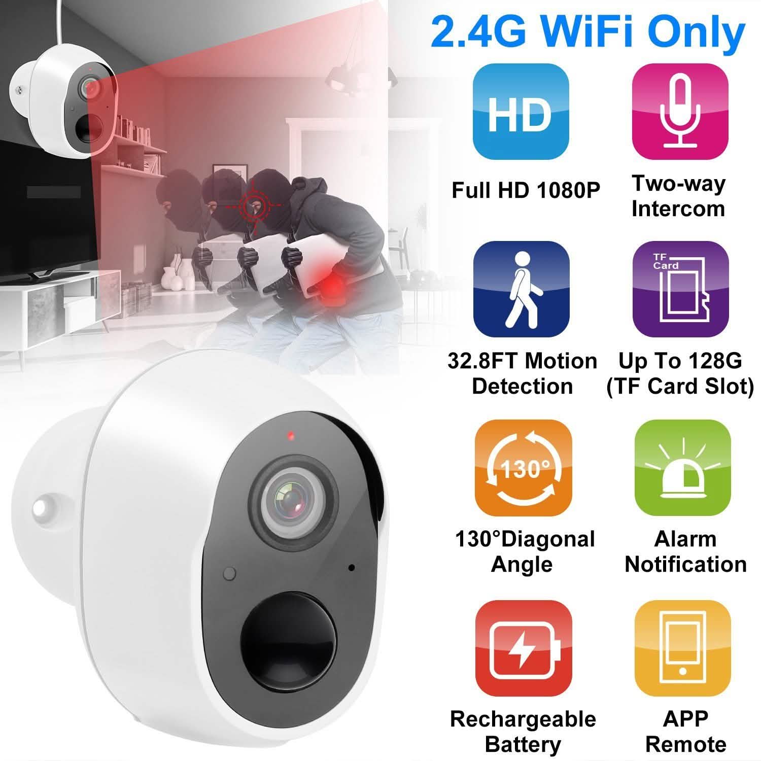 1080P FHD WiFi IP Two-Way Audio Security Surveillance Camera Smart Home & Security - Tophatter Daily Deals