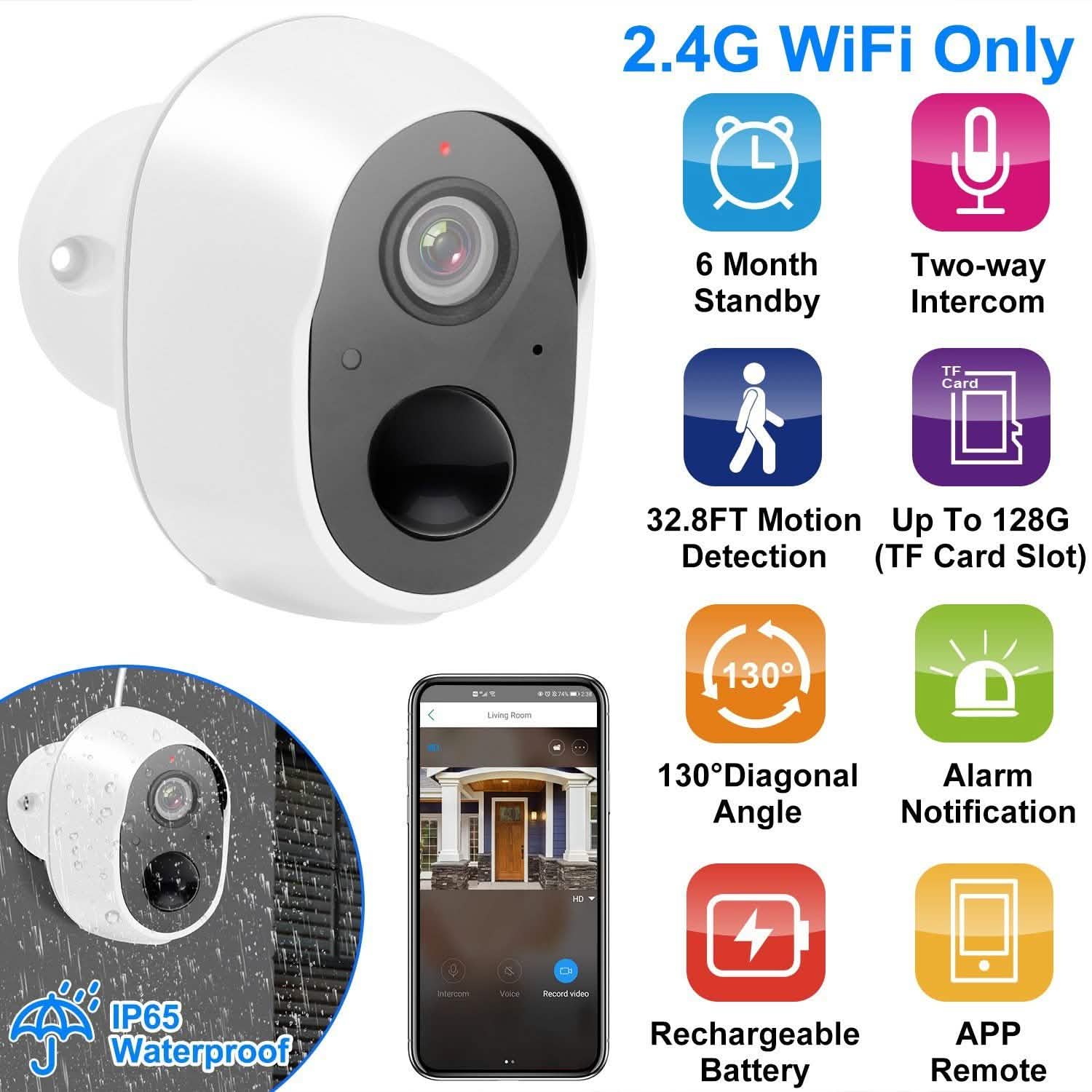 1080P FHD WiFi IP Two-Way Audio Security Surveillance Camera Smart Home & Security - Tophatter Daily Deals
