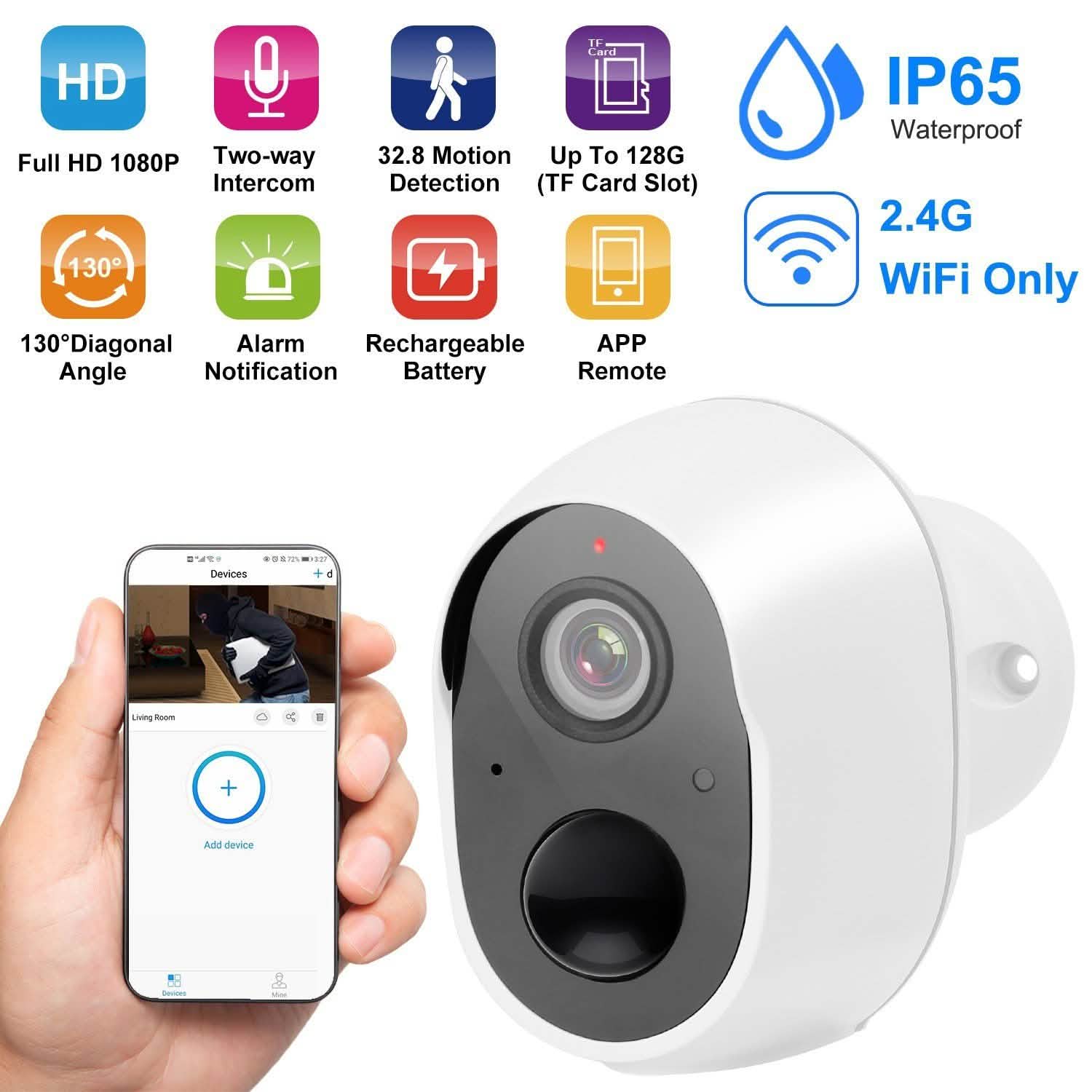 1080P FHD WiFi IP Two-Way Audio Security Surveillance Camera Smart Home & Security - Tophatter Daily Deals