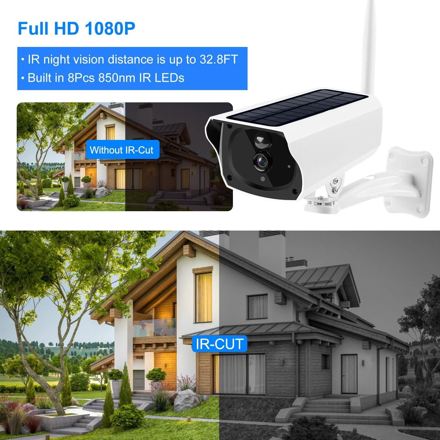1080P Solar Powered Wifi IP Camera Smart Home & Security - Tophatter Daily Deals