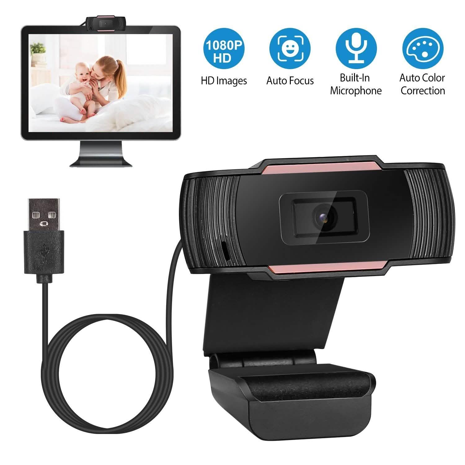 1080P USB Webcam 170 Degree Vertical Adjustment with Clip Computer Accessories - Tophatter Daily Deals