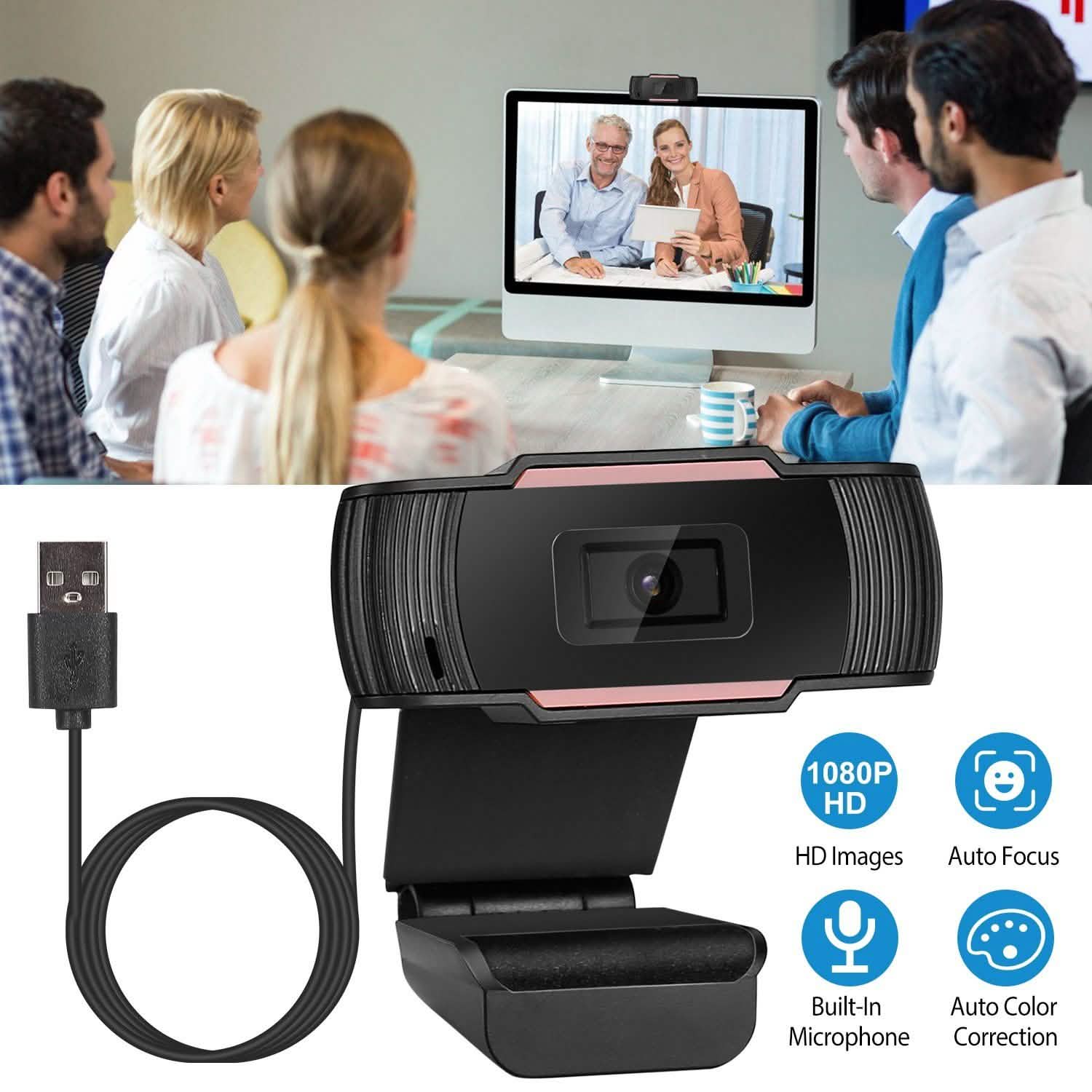 1080P USB Webcam 170 Degree Vertical Adjustment with Clip Computer Accessories - Tophatter Daily Deals